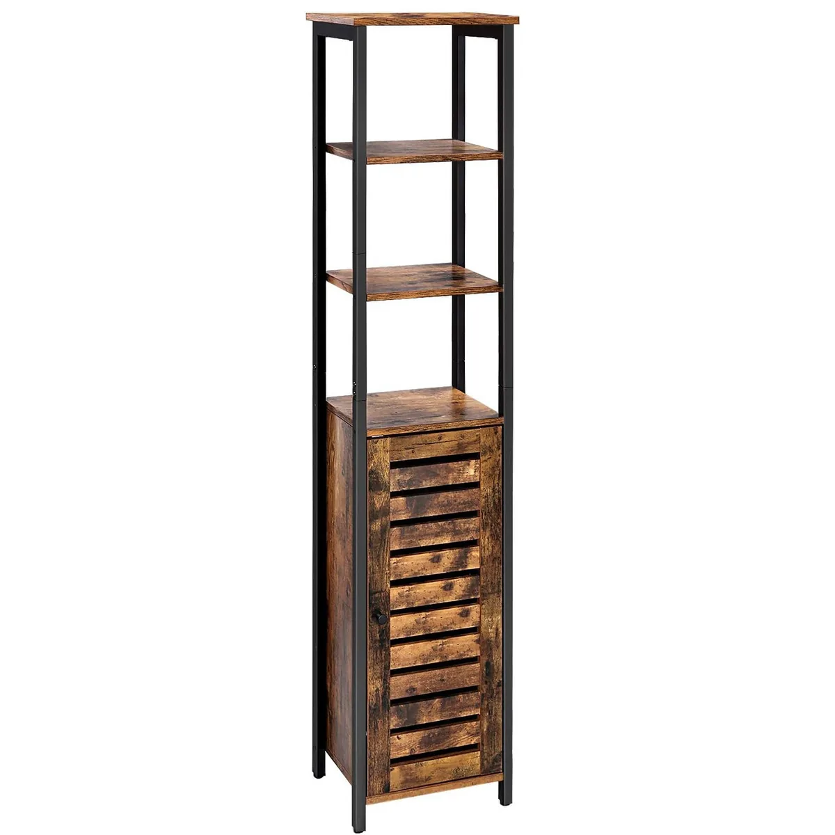 Dulap Turn de Depozitare Brius 5 Rafturi Cu Usa 37x30x167cm Maro Rustic