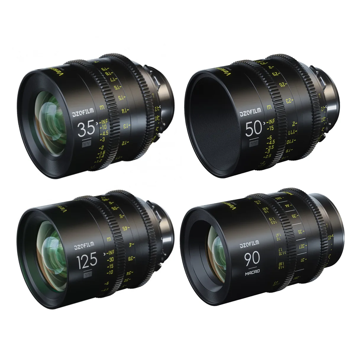 DZO Optics DZOFilm Vespid Kit 4 Obiective Cinema PL 35mm T2.1 50mm T2.1 Macro 90mm T2.8 125mm T2.1 46.5mm - imagine 2