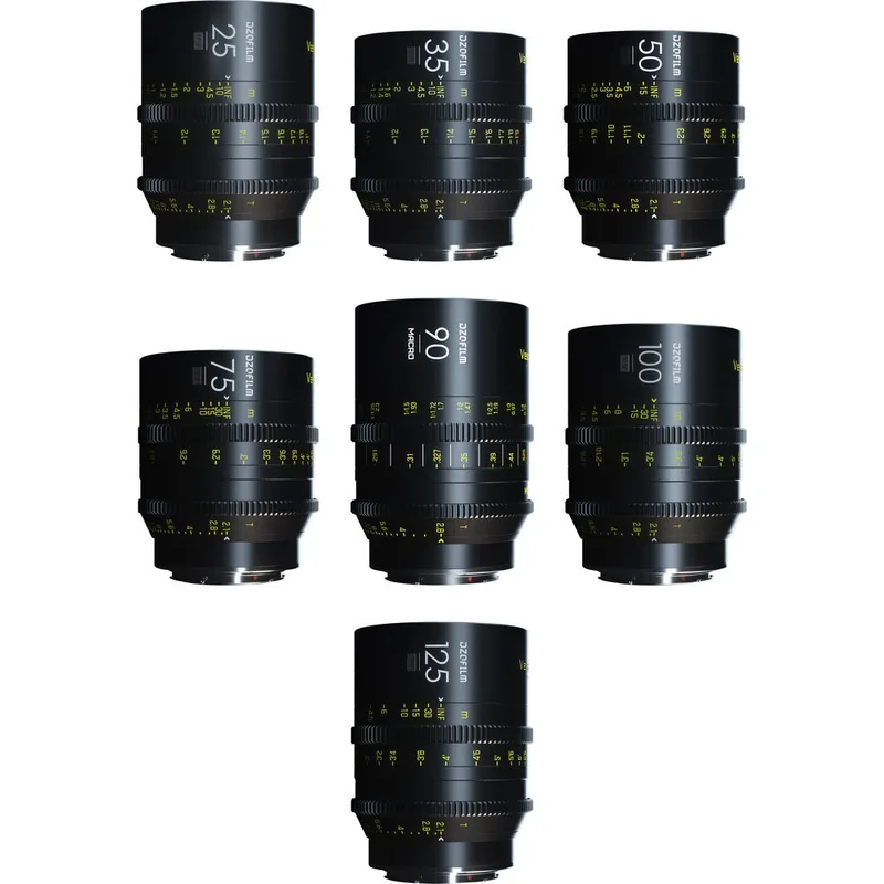 DZOFilm Vespid 7-Lens Kit B PL 25/35/50/75/100/125mm T2.1 90mm Macro T2.8