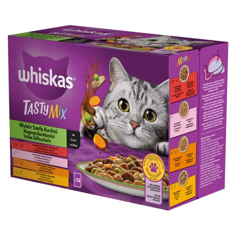 Hrana Pisici Whiskas Tasty Mix Meniu Cremos Pui Legume Miel Curcan 12x85g