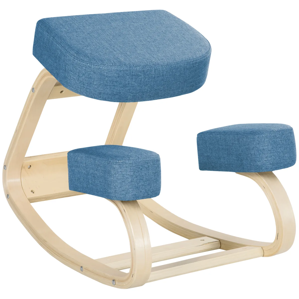 Scaun Ergonomic cu Suport pentru Genunchi Vinsetto Lemn de Mesteacăn Albastru