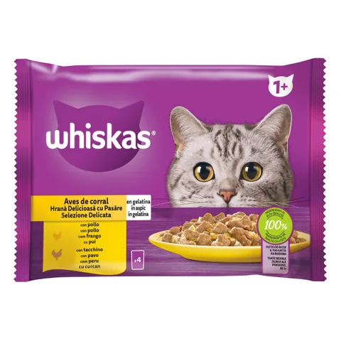 Hrana Umeda pentru Pisici Whiskas Selectii Pasare In Aspic 4x85g