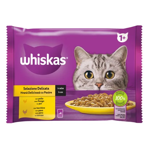 Hrana Umeda pentru Pisici Whiskas Selectii Pasare In Sos 4x85g