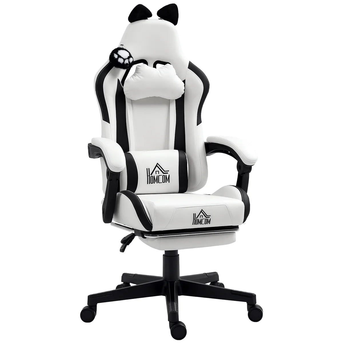 Scaun Gaming HOMCOM cu Urechi de Pisică 65x62x124cm Alb