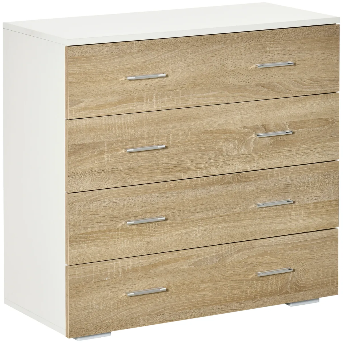 Comodă HOMCOM 4 Sertare 76x35x72cm Alb și Stejar