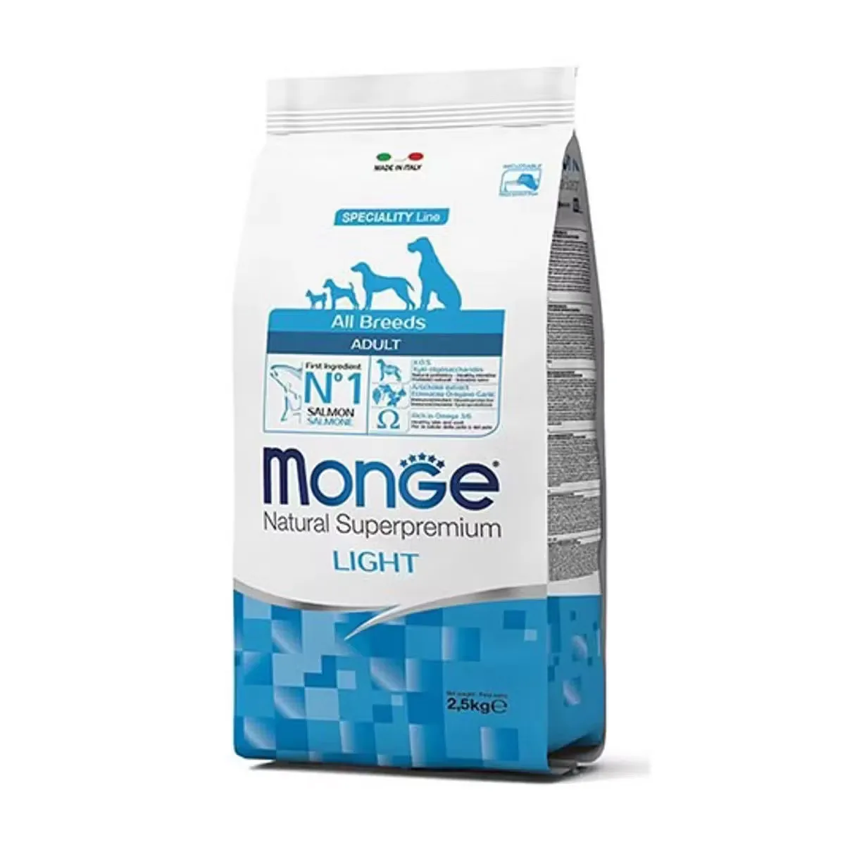 Monge Natural Superpremium All Breeds Adult Light Somon & Orez 12kg