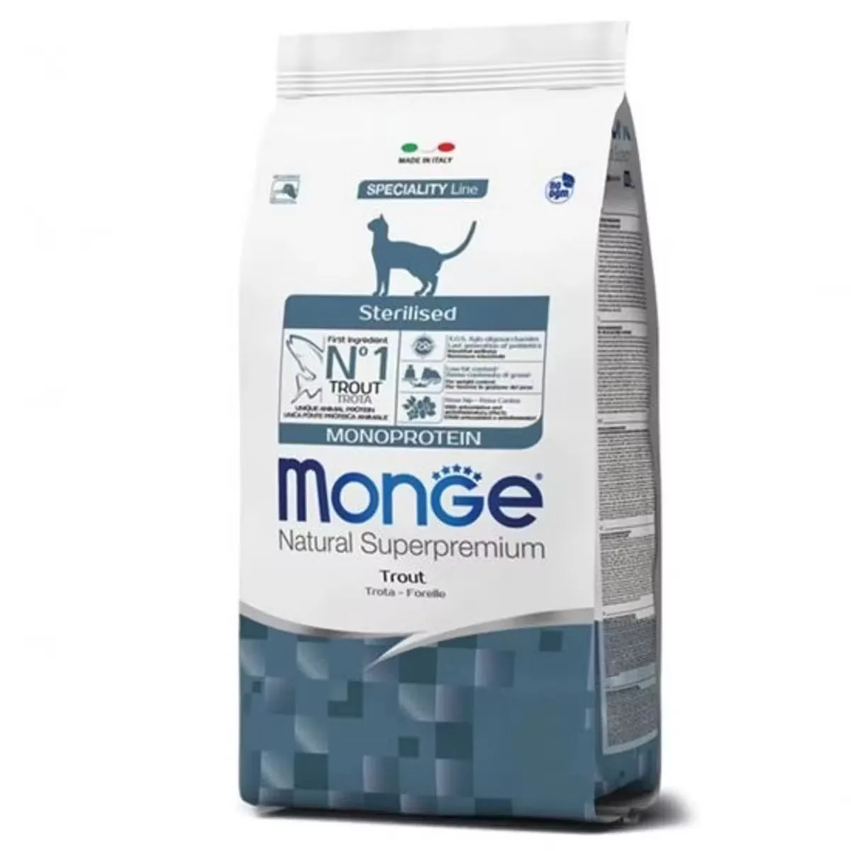 Hrana Uscata Pisici Monge Natural Monoprotein Sterilised Pastrav 1.5kg