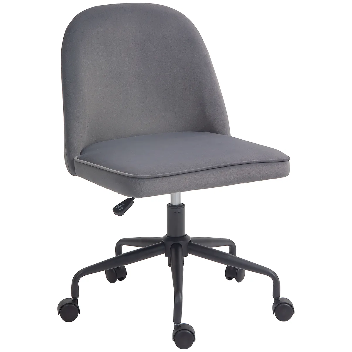 Scaun de Birou HOMCOM Catifea Reglabil Inaltime Roti Pivotante 52x52x80-88cm Gri