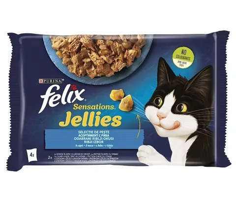 Hrana Umeda pentru Pisici Purina Felix Sensations Jellies Peste 4x85g