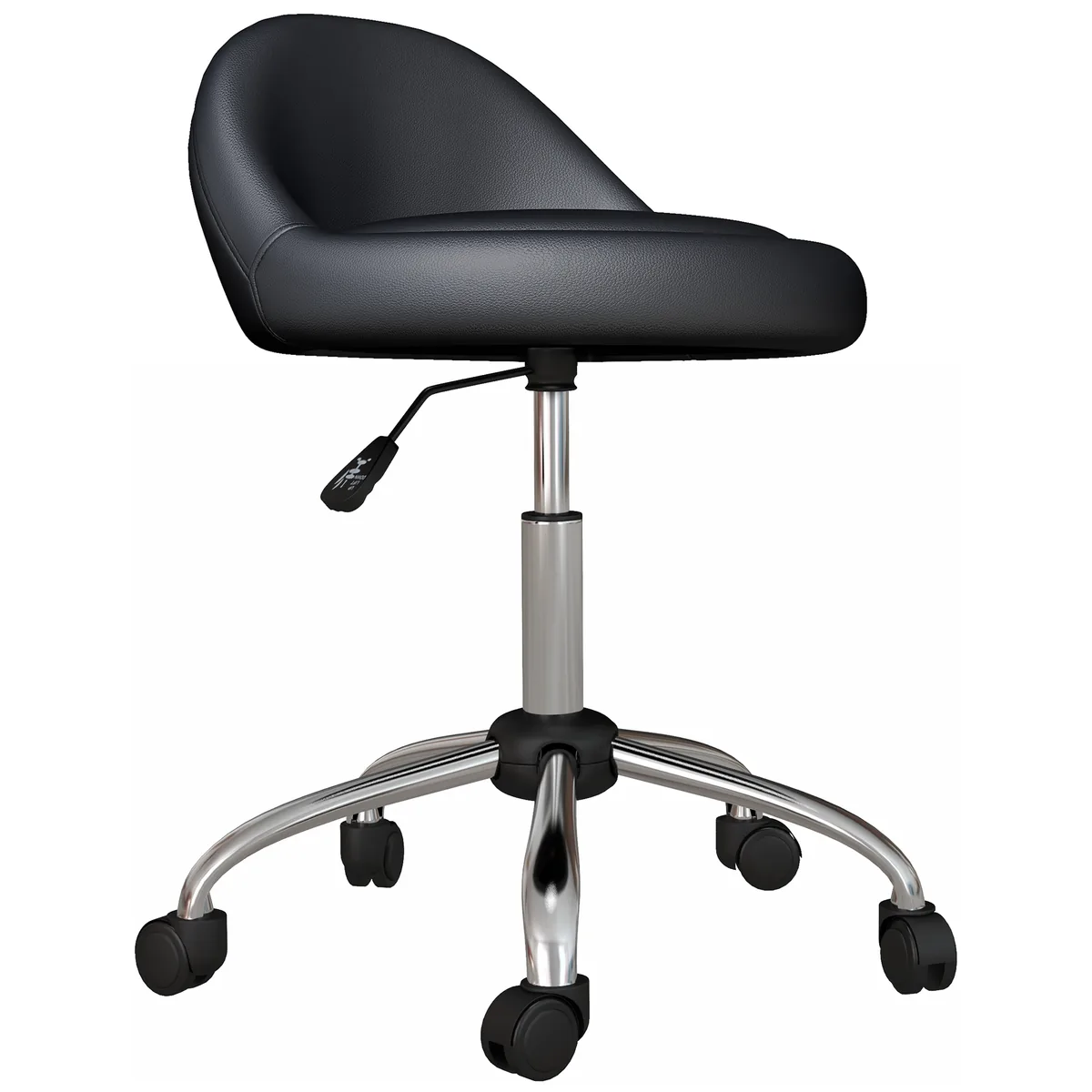 Scaun Salon HOMCOM Reglabil Rotativ Piele PU cu Roti Negru