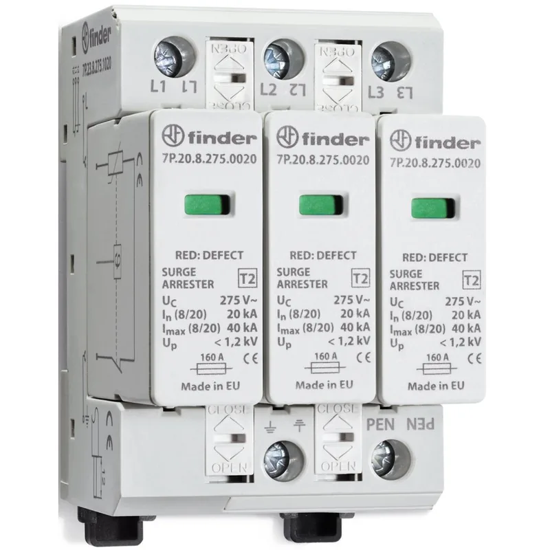 Finder 7P.23.9.750.0020 Fotovoltaic Tip 2 3 Varistoare 750VCC 15kA