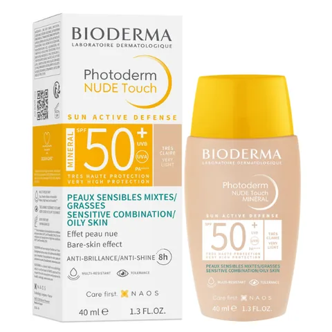 Fluid Solar Bioderma Photoderm Nude Touch Mineral SPF50+ Tres Claire 40ml