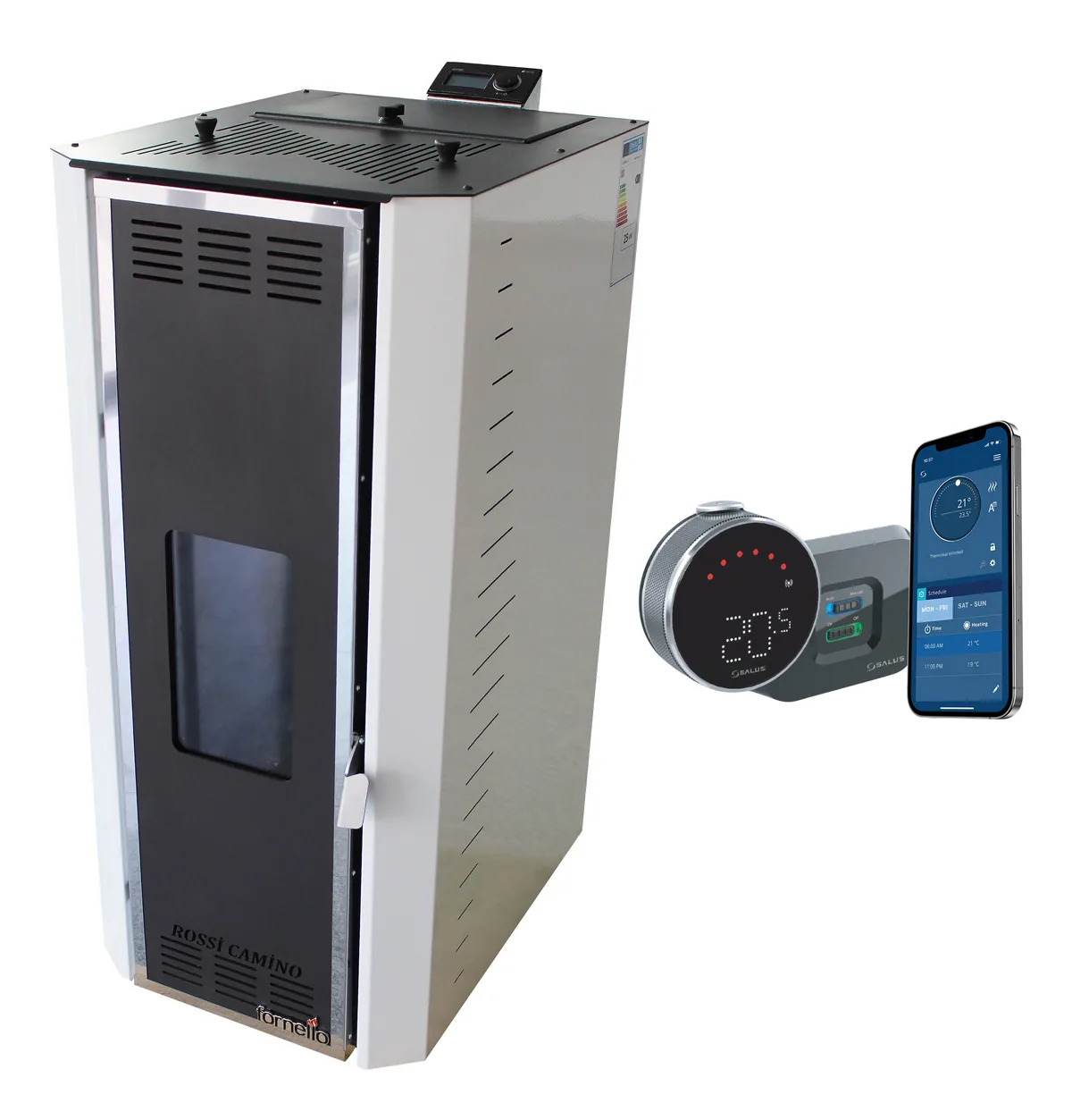 Fornello Camino Rossi 35 kW Wi-Fi Salus IT 800