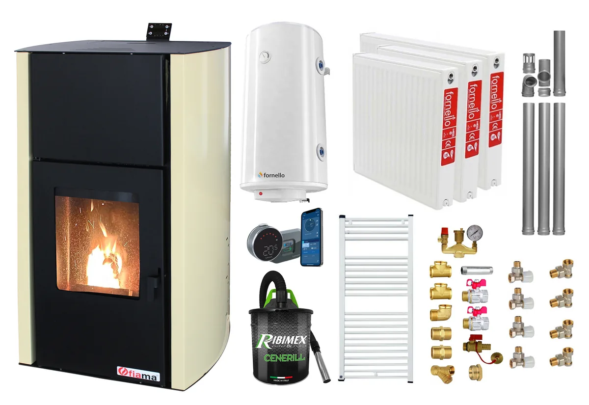 Fornello Fiama Confort 12kW Pachet Control Remote Crem