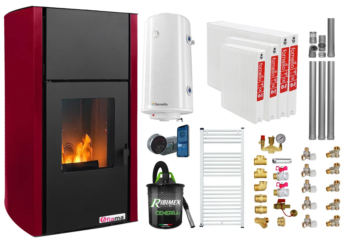 Fornello Fiama Confort 25kw Bordeaux Pachet Complet