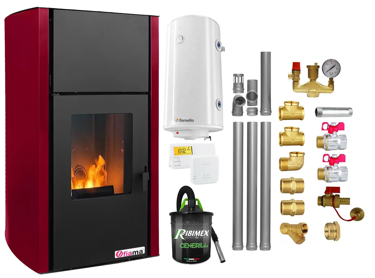 Fornello Fiama Confort 25kw Bordeaux Pachet Complet 6376