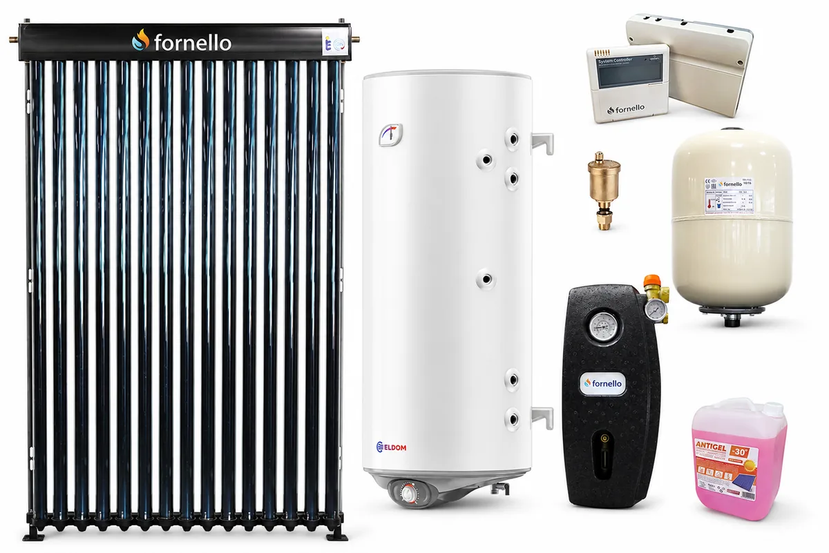 Fornello Pachet Sistem Solar Presurizat 15 Tuburi Heat Pipe Boiler Eldom 120L