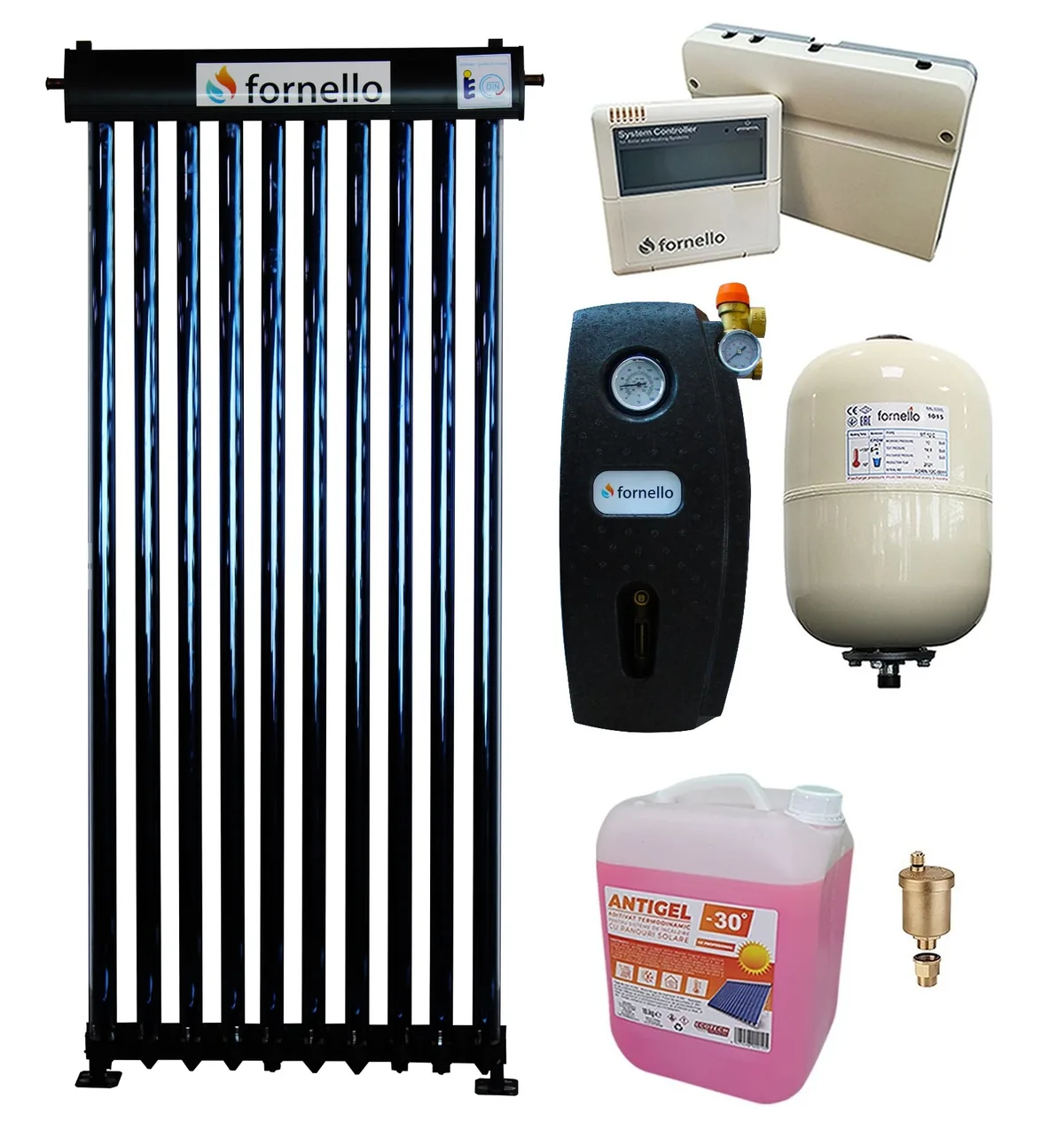 Fornello Panou Solar Presurizat Heat Pipe 10 Tuburi Pachet