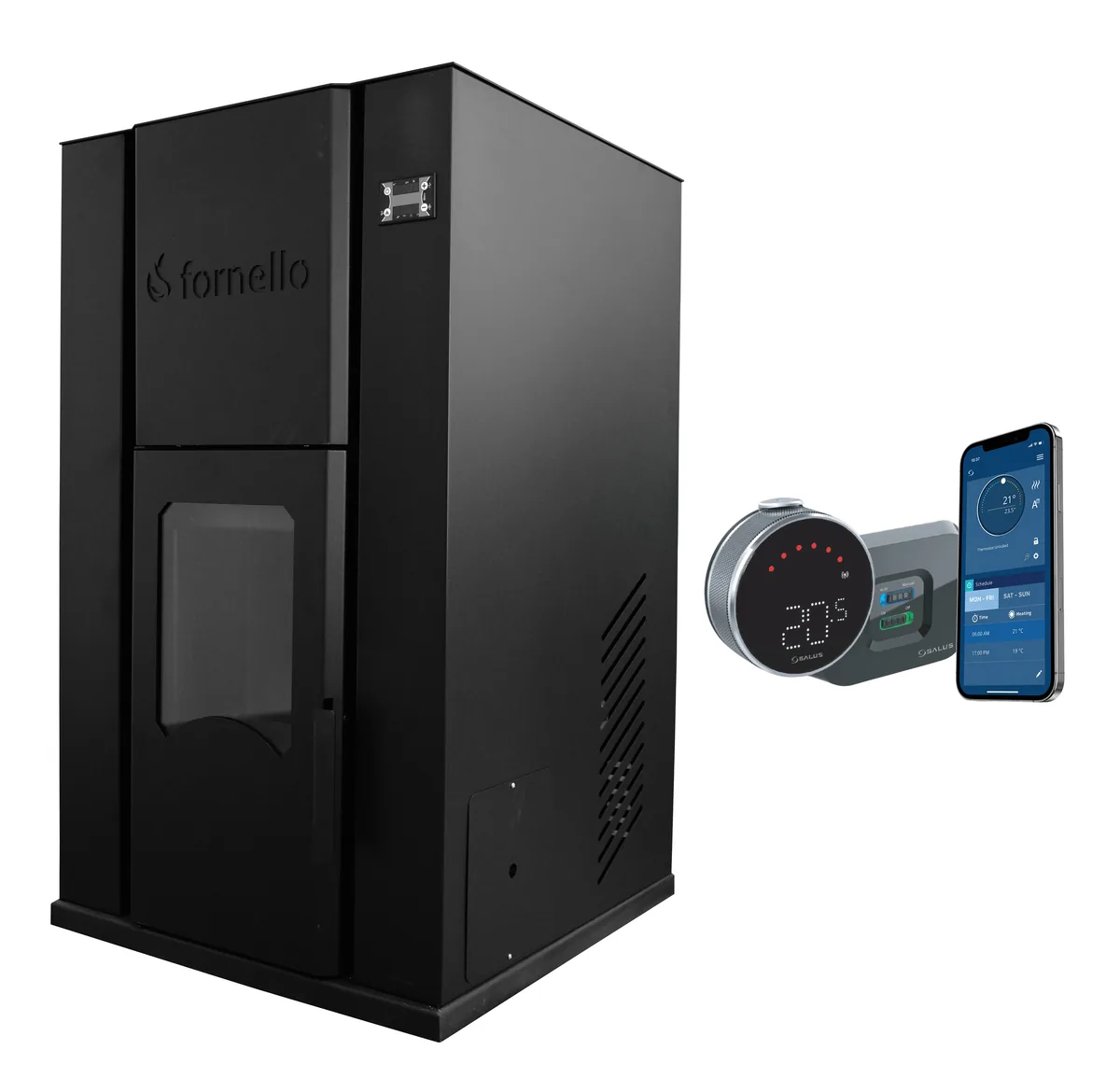Fornello Pellet King 35 Termosemineu cu Termostat Wi-Fi Salus IT 800
