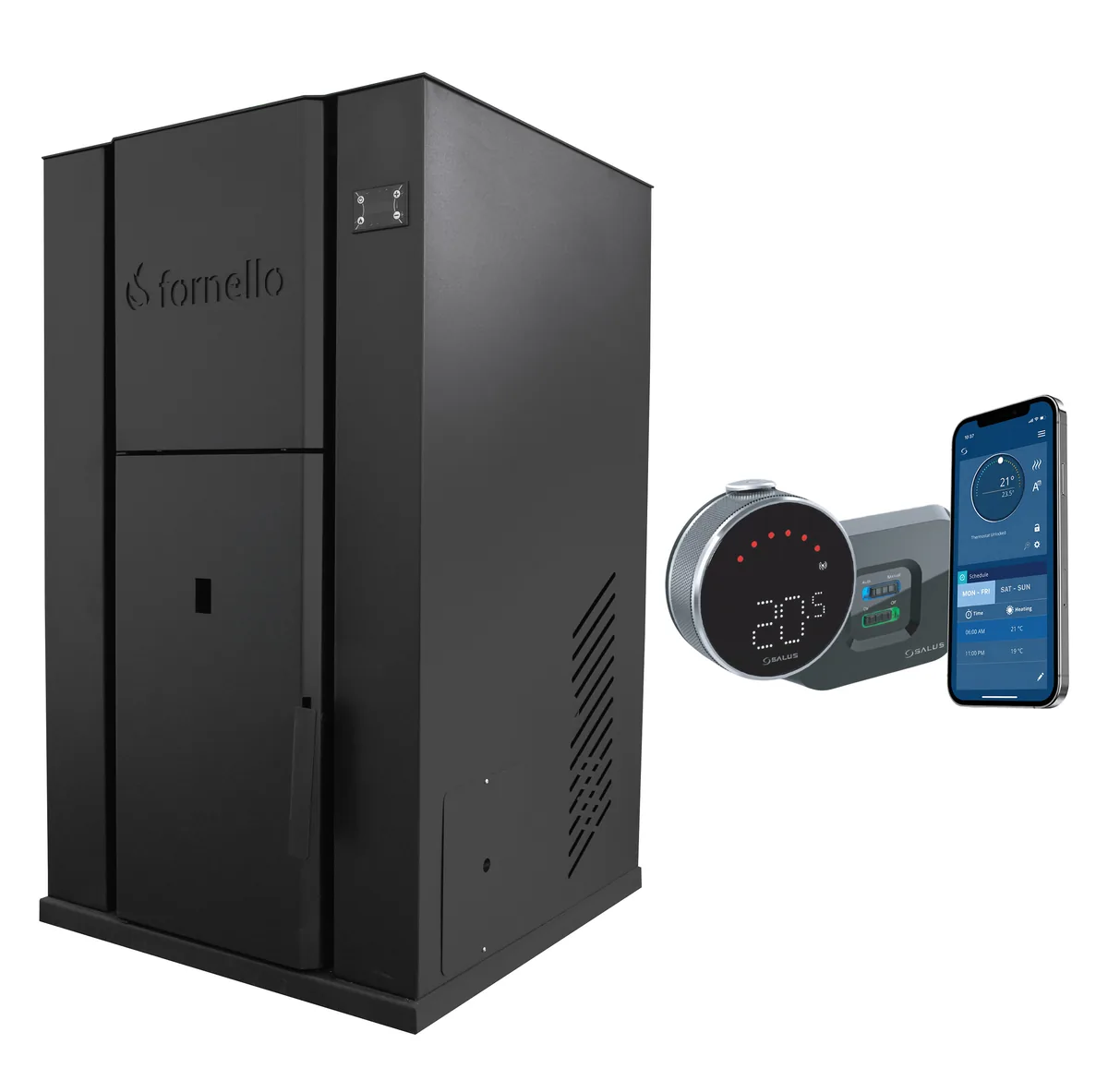 Fornello Pellet King 35kW Set cu Termostat Salus IT800 Wi-Fi
