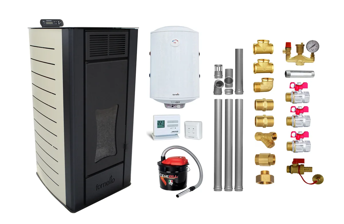 Fornello Premium W 25 25kW Ivory Pachet cu Boiler 100L si Accesorii