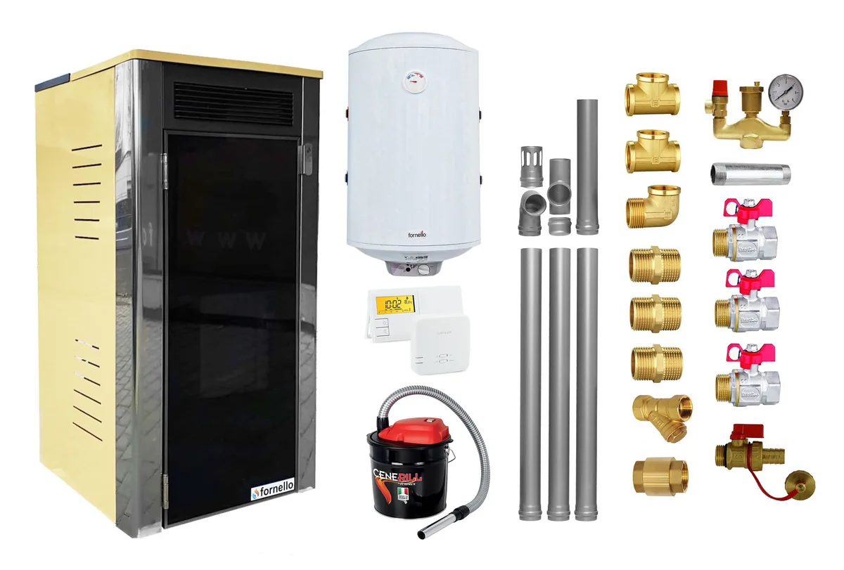 Fornello Primo Truva 25 kW Ivory Pachet cu Boiler 100l Termostat Salus