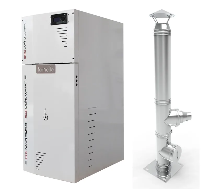 Fornello Rossi Camino Compact 35kW Cos Inox 120mm 6ml Pachet