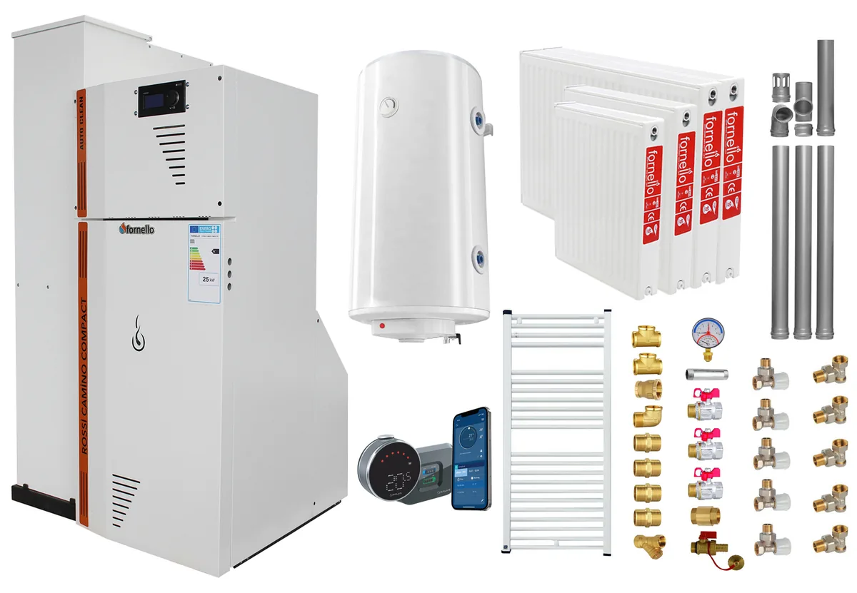 Fornello Rossi Camino Compact Automatic 25kW Pachet Centrala