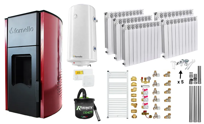 Fornello Royal Bordeaux 25kW Pachet Complet cu Calorifere Boiler Kit Evacuare si Accesorii