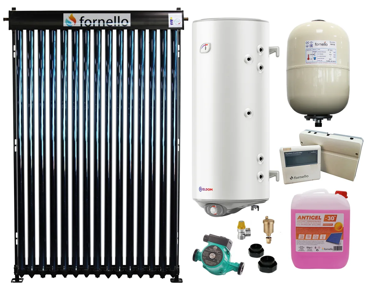 Fornello Sistem Solar Presurizat 15 Tuburi Heat Pipe Boiler Bivalent Eldom 120L