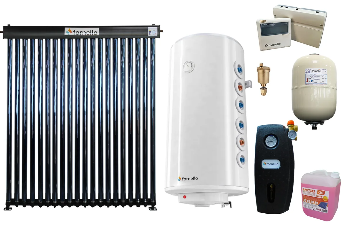 Fornello Sistem Solar Presurizat 20 Tuburi Heat Pipe Boiler 150L 2 Serpentine