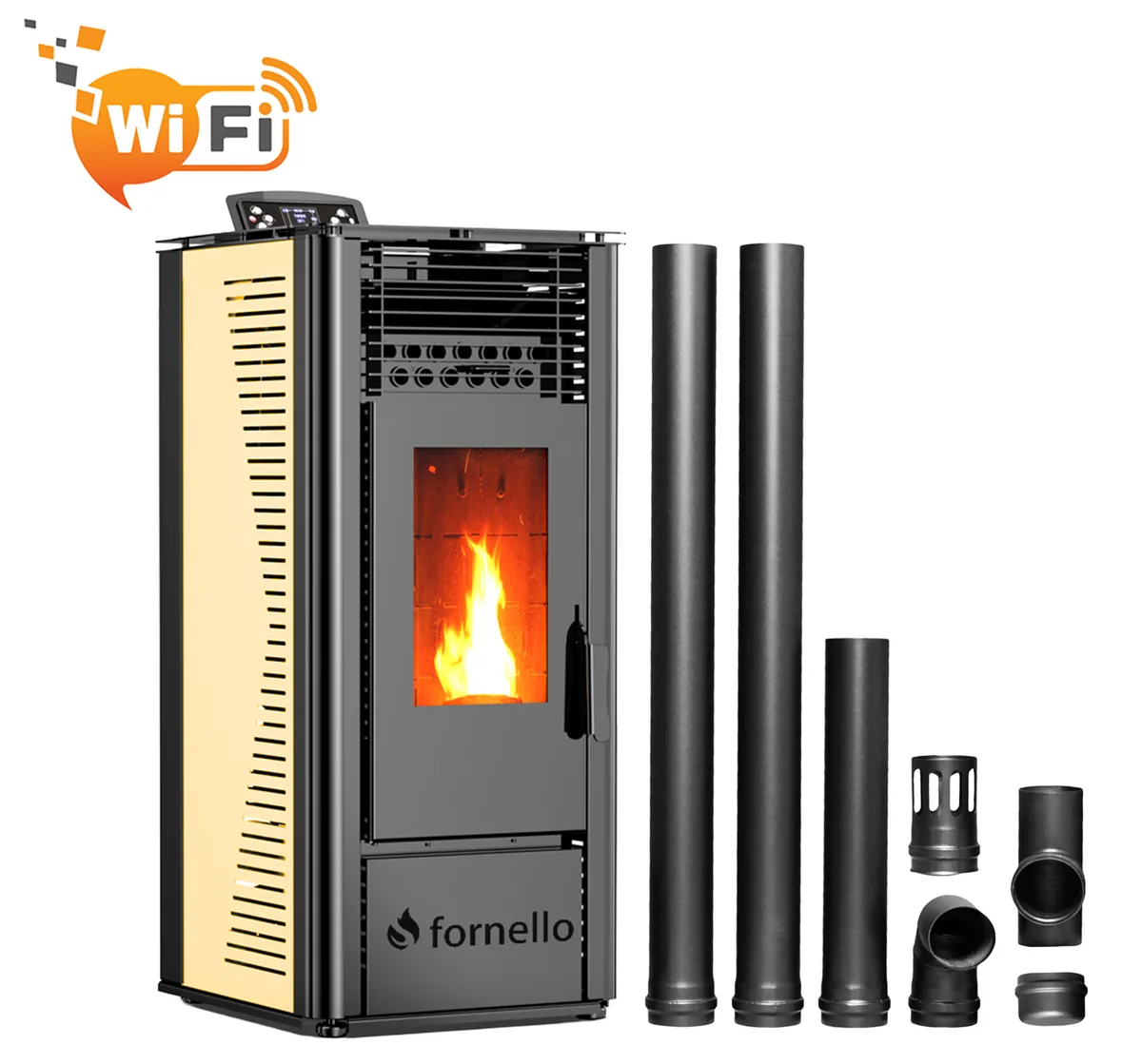 Fornello Sophia Wi-Fi 11kW Ivory Set cu Kit Evacuare 2.5m