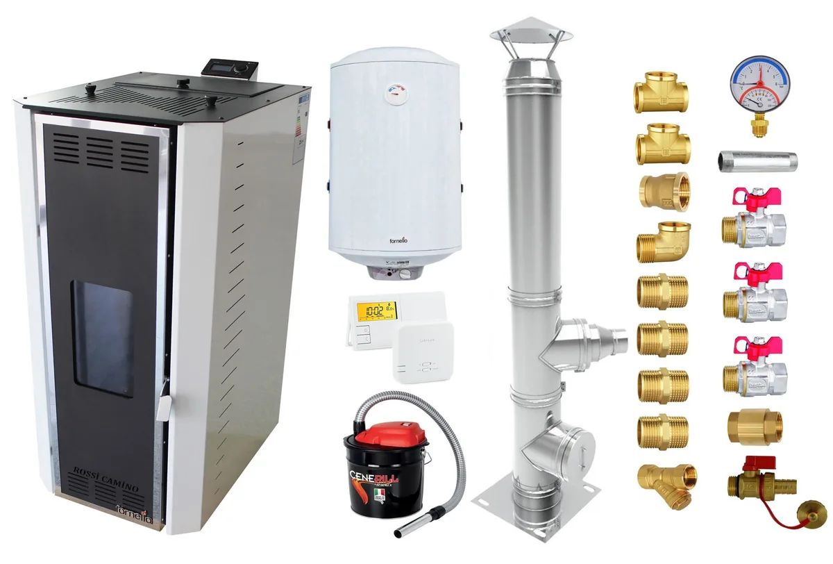 Fornello Termosemineu Peleti Camino Rossi 35kW Set Boiler 100L