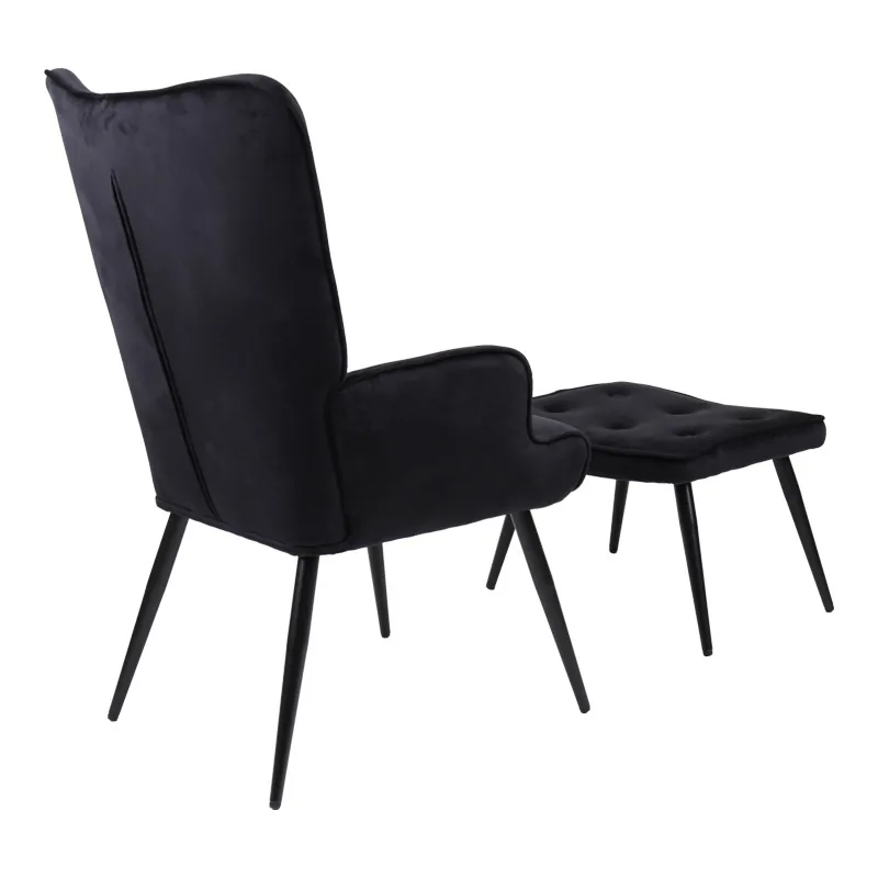 Fotoliu cu Taburet Pako World Siella Negru 59x67x94cm - imagine 2