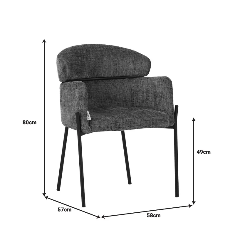 Fotoliu Pako World Tolerse Gri Deschis cu Picioare Metal Negru 58x57x80cm - imagine 8