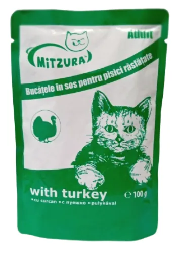 Plic Hrană Pisici Mitzura Curcan 100g