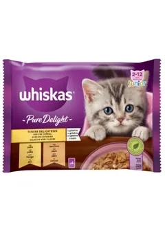 Hrana Umeda pentru Pisici Whiskas Pure Delight Junior Pui/Curcan in Aspic 4x85g