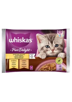 Hrana Umeda pentru Pisoi Whiskas Pure Delights Junior Pui/Curcan Aspic 4x85g