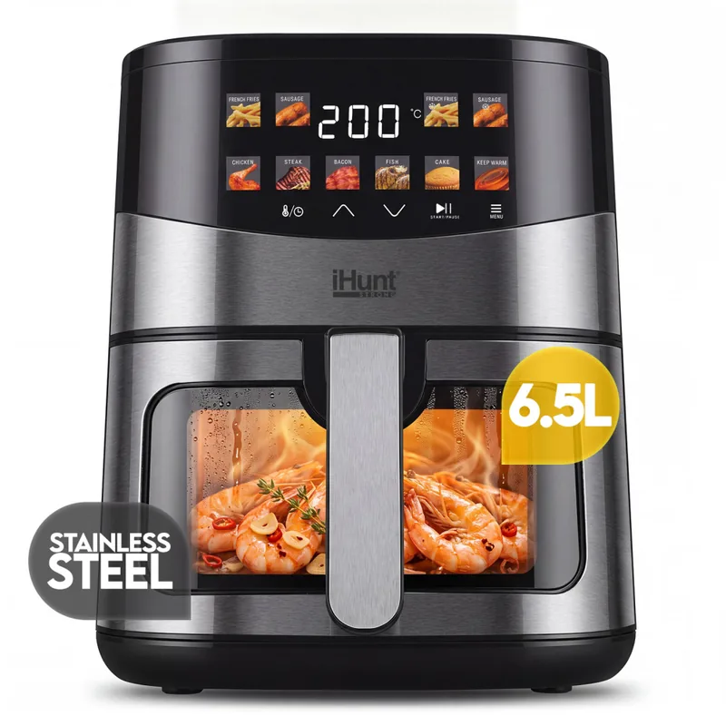 iHunt BRO Air Fryer Ultra 6.5L 1200W Negru/Argintiu