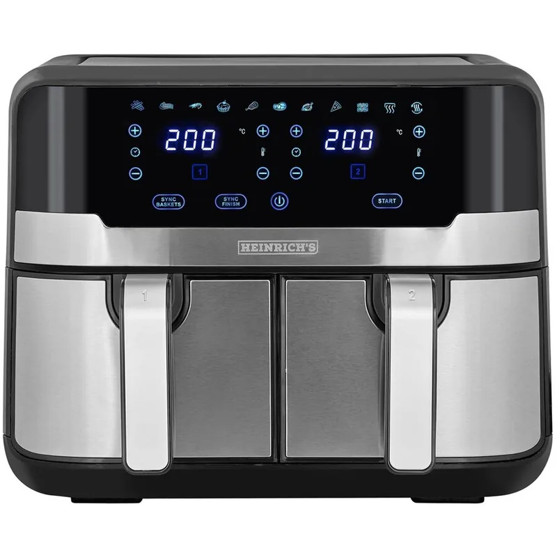 HEINRICHS HFR 8214 Double Hot Air Fryer 2x4.5L 1300-2400W Negru