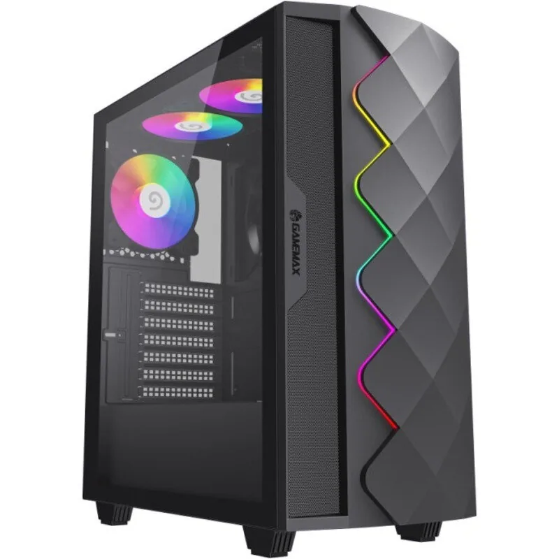 Gamemax Diamond CP Mid Tower Tempered Glass Negru