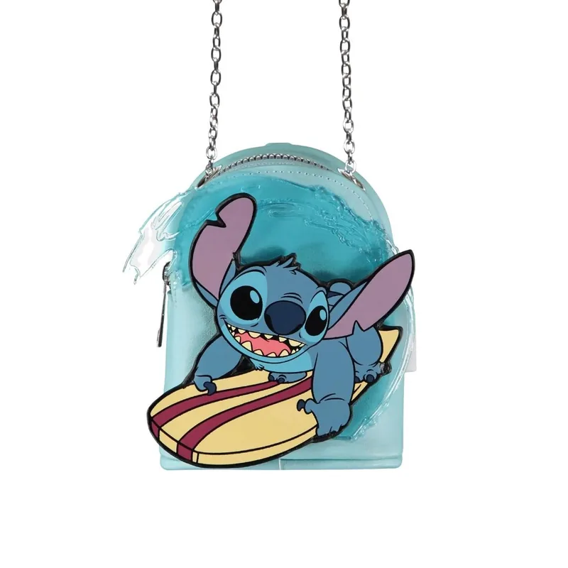 Geanta Micro Crossbody Difuzed Lilo & Stitch Design Surf Lant Metalic 12x10x4cm