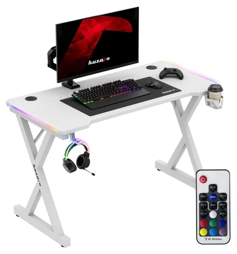 Birou Gaming Huzaro Hero 2.3 RGB 120 x 60 cm Alb