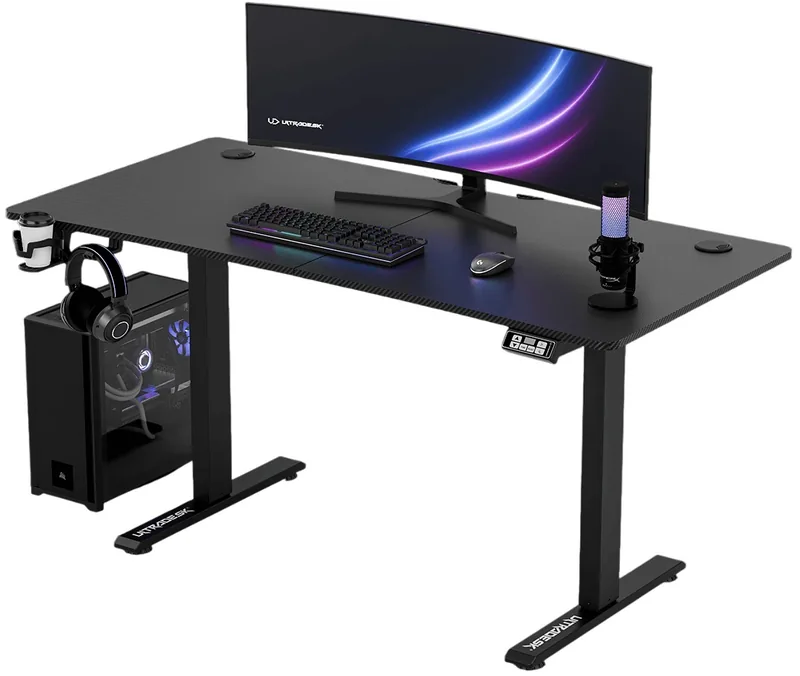 Birou de Gaming Ultradesk Level V2 Blank 72-117cm Negru