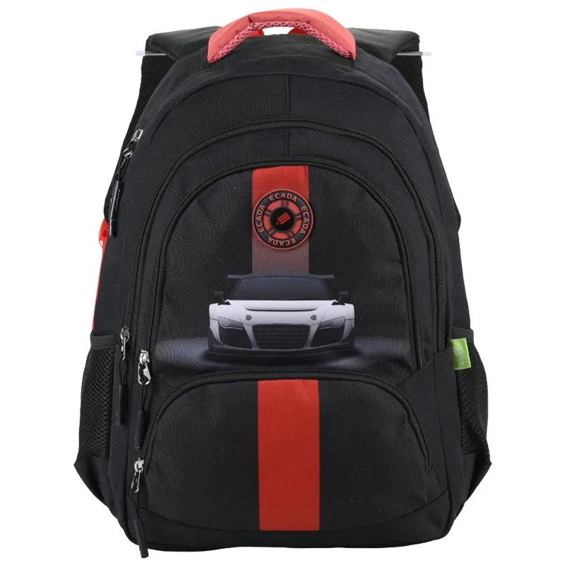 Ghiozdan Adolescenti Ecada Masina Sport 46x32x18cm Negru Rosu