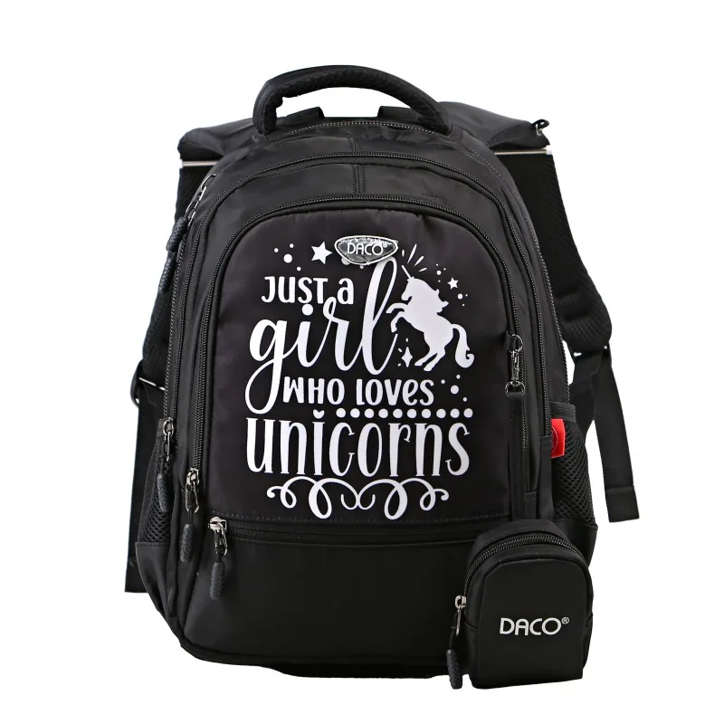 Ghiozdan Daco Unicorns Negru 38x30x17cm