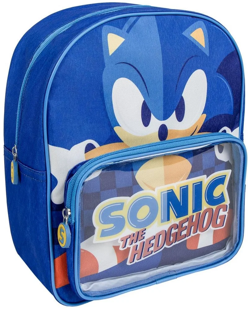 Ghiozdan de Gradinita Cerda Sonic cu Buzunar Transparent