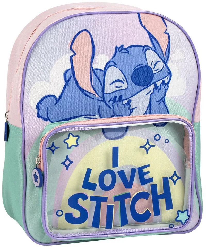 Ghiozdan de Grădiniță Cerda Stitch Buzunar Transparent Frontal