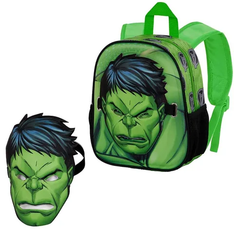 Ghiozdan de Gradinita Karactermania Hulk Green Streng 3D cu Masca