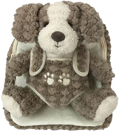 Ghiozdan de Grădiniță S. Cool Baby Animals Dog Brown cu Jucărie de Pluș